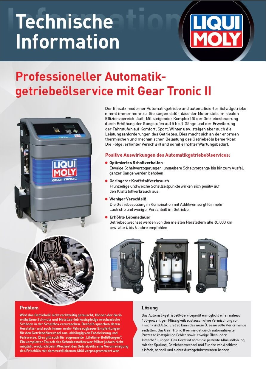 Automatikgetriebespülung mit Gear Tronic von Liqui Moly bei Kfz-Werkstatt Egorschin